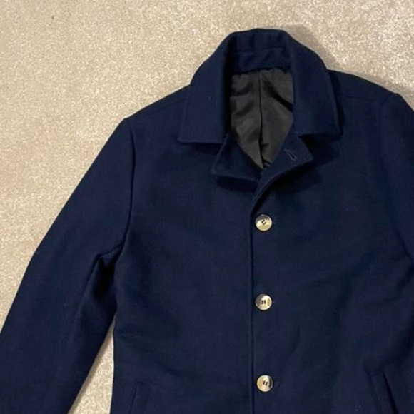American Apparel Wool Coat. Pea Coat, Navy Pea Coat, Made in USA - Picture 3 of 6